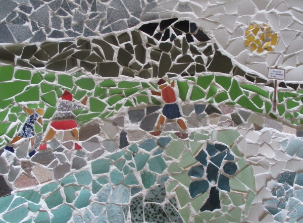 A mosaic made from recycled broken pottery